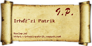Irházi Patrik névjegykártya